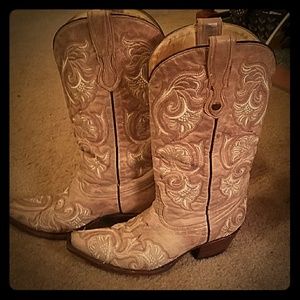 Corral tan and ivory cowgirl boots